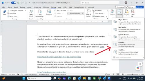 comparador de texto word